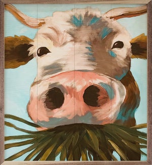 Cow Munching Grass By Morgan Adams